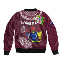 Personalized Cook Islands Mangaia Bomber Jacket Coat Of Arms Plumeria Polynesian Turtle LT05 - Polynesian Pride