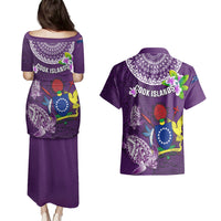 Cook Islands Rarotonga Couples Matching Puletasi Dress and Hawaiian Shirt Coat Of Arms Plumeria Polynesian Turtle LT05 - Polynesian Pride