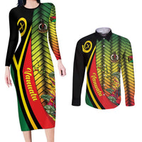 Vanuatu Constitution Day Couples Matching Long Sleeve Bodycon Dress and Long Sleeve Button Shirt Long Live Vanuatu - Polynesian Pride