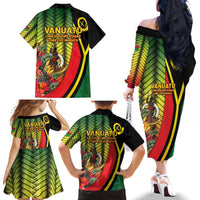 Vanuatu Constitution Day Family Matching Off The Shoulder Long Sleeve Dress and Hawaiian Shirt Long Live Vanuatu - Polynesian Pride
