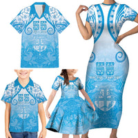 Fiji Day Family Matching Short Sleeve Bodycon Dress and Hawaiian Shirt 55th Anniversary Forever Fiji - Polynesian Pride
