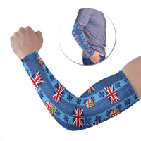 Fiji Masi Tapa Arm Sleeves Coat Of Arms LT05 Set of 2 Blue - Polynesian Pride