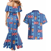 Fiji Masi Tapa Couples Matching Mermaid Dress and Hawaiian Shirt Coat Of Arms - Polynesian Pride