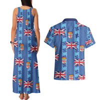 Fiji Masi Tapa Couples Matching Tank Maxi Dress and Hawaiian Shirt Coat Of Arms - Polynesian Pride