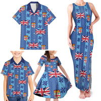 Fiji Masi Tapa Family Matching Tank Maxi Dress and Hawaiian Shirt Coat Of Arms - Polynesian Pride