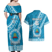 Custom Lavengamalie College Couples Matching Off Shoulder Maxi Dress and Hawaiian Shirt Tongan Kupesi Pattern LT05 - Polynesian Pride