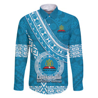 Custom Lavengamalie College Family Matching Summer Maxi Dress and Hawaiian Shirt Tongan Kupesi Pattern LT05 Dad's Shirt - Long Sleeve Blue - Polynesian Pride