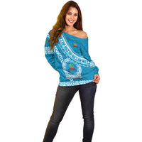 Custom Lavengamalie College Off Shoulder Sweater Tongan Kupesi Pattern LT05 - Polynesian Pride
