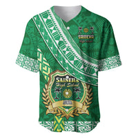 Custom Saineha High School Baseball Jersey Tongan Kupesi Pattern LT05 Green - Polynesian Pride