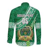 Custom Saineha High School Long Sleeve Button Shirt Tongan Kupesi Pattern LT05 - Polynesian Pride