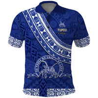Custom Tupou College Polo Shirt Tongan Kupesi Pattern LT05 Blue - Polynesian Pride