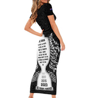 New Zealand Rugby Short Sleeve Bodycon Dress The Haka With Champions Cup LT05 - Polynesian Pride