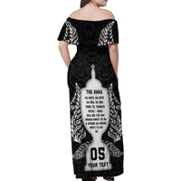 Custom New Zealand Rugby Family Matching Off Shoulder Maxi Dress and Hawaiian Shirt The Haka With Champions Cup LT05 - Polynesian Pride
