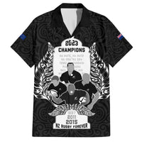 Custom New Zealand Rugby Family Matching Summer Maxi Dress and Hawaiian Shirt The Haka With Champions Cup LT05 Dad's Shirt - Short Sleeve Black - Polynesian Pride