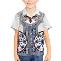 Hawaii Kid Hawaiian Shirt Barkcloth Pattern Vintage Style LT05 Kid Blue - Polynesian Pride