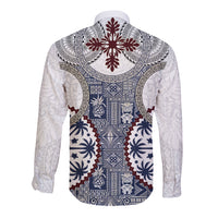 Hawaii Long Sleeve Button Shirt Barkcloth Pattern Vintage Style LT05 - Polynesian Pride