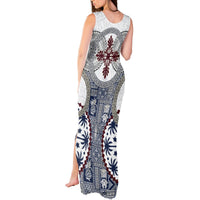 Hawaii Tank Maxi Dress Barkcloth Pattern Vintage Style LT05 - Polynesian Pride