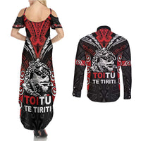 Aotearoa Mana Maori Couples Matching Summer Maxi Dress and Long Sleeve Button Shirt Toitu Te Tiriti