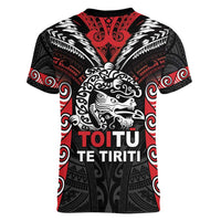 Aotearoa Mana Maori Women V-Neck T-Shirt Toitu Te Tiriti LT05 - Polynesian Pride