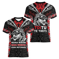 Aotearoa Mana Maori Women V-Neck T-Shirt Toitu Te Tiriti LT05 - Polynesian Pride