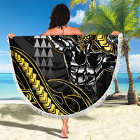Hawaii Ikaika Warrior Helmet Beach Blanket Gold Style LT05 - Polynesian Pride