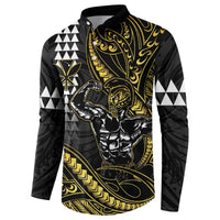 Hawaii Ikaika Warrior Helmet Button Sweatshirt Gold Style LT05 - Polynesian Pride