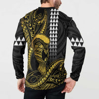 Hawaii Ikaika Warrior Helmet Button Sweatshirt Gold Style LT05 - Polynesian Pride