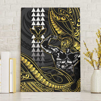 Hawaii Ikaika Warrior Helmet Canvas Wall Art Gold Style LT05 Without Frame Gold - Polynesian Pride