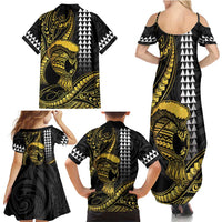 Hawaii Ikaika Warrior Helmet Family Matching Summer Maxi Dress and Hawaiian Shirt Gold Style LT05 - Polynesian Pride