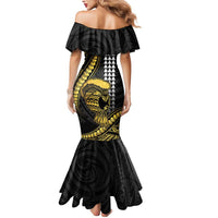 Hawaii Ikaika Warrior Helmet Mermaid Dress Gold Style LT05 - Polynesian Pride