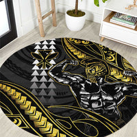 Hawaii Ikaika Warrior Helmet Round Carpet Gold Style LT05 Gold - Polynesian Pride