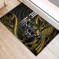 Hawaii Ikaika Warrior Helmet Rubber Doormat Gold Style LT05 - Polynesian Pride