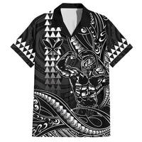 Hawaii Ikaika Warrior Helmet Family Matching Tank Maxi Dress and Hawaiian Shirt Black Tribal Tattoo LT05 Dad's Shirt - Short Sleeve Black - Polynesian Pride