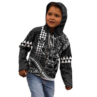Hawaii Ikaika Warrior Helmet Kid Hoodie Black Tribal Tattoo