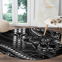 Hawaii Ikaika Warrior Helmet Round Carpet Black Tribal Tattoo LT05 - Polynesian Pride