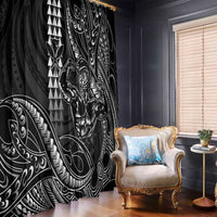Hawaii Ikaika Warrior Helmet Window Curtain Black Tribal Tattoo LT05 - Polynesian Pride