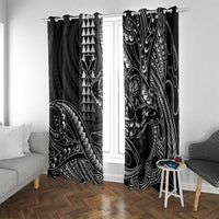 Hawaii Ikaika Warrior Helmet Window Curtain Black Tribal Tattoo LT05 With Grommets Black - Polynesian Pride