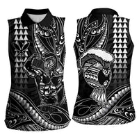 Hawaii Ikaika Warrior Helmet Women Sleeveless Polo Shirt Black Tribal Tattoo LT05 - Polynesian Pride