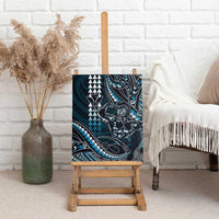 Hawaii Ikaika Warrior Helmet Canvas Wall Art Blue Tribal Tattoo LT05 - Polynesian Pride