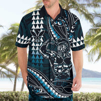 Hawaii Ikaika Warrior Helmet Hawaiian Shirt Blue Tribal Tattoo