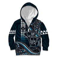 Hawaii Ikaika Warrior Helmet Kid Hoodie Blue Tribal Tattoo