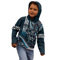 Hawaii Ikaika Warrior Helmet Kid Hoodie Blue Tribal Tattoo