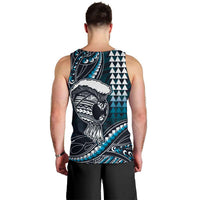 Hawaii Ikaika Warrior Helmet Men Tank Top Blue Tribal Tattoo LT05 - Polynesian Pride