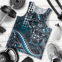 Hawaii Ikaika Warrior Helmet Men Tank Top Blue Tribal Tattoo LT05 - Polynesian Pride