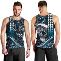 Hawaii Ikaika Warrior Helmet Men Tank Top Blue Tribal Tattoo LT05 - Polynesian Pride