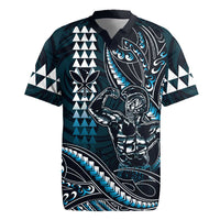 Hawaii Ikaika Warrior Helmet Rugby Jersey Blue Tribal Tattoo LT05 Blue - Polynesian Pride