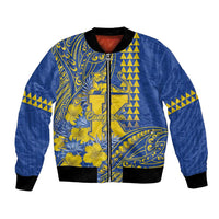 Personalised Hawaii Kaiser High School Bomber Jacket Tribal Tattoo With Hibiscus Flowers