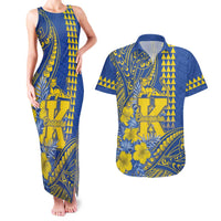Personalised Hawaii Kaiser High School Couples Matching Tank Maxi Dress and Hawaiian Shirt Tribal Tattoo With Hibiscus Flowers