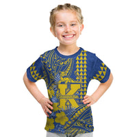 Personalised Hawaii Kaiser High School Kid T Shirt Tribal Tattoo With Hibiscus Flowers LT05 Blue - Polynesian Pride