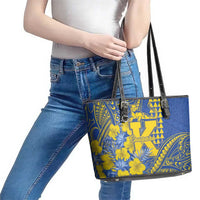 Hawaii Kaiser High School Leather Tote Bag Tribal Tattoo With Hibiscus Flowers